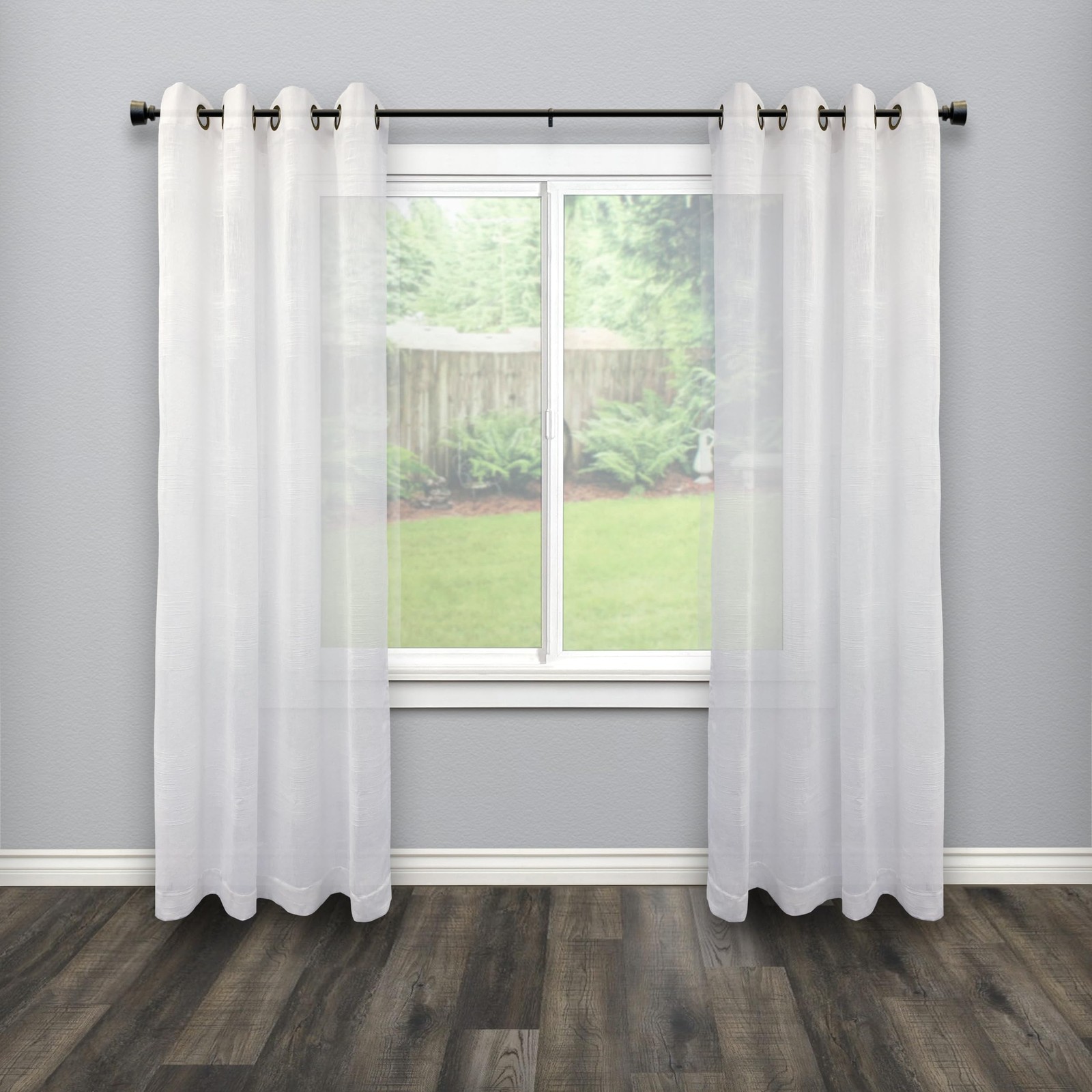 Stockton Distressed Black 5/8 In 4886 In Adjustable Window Curtain Rod Set
