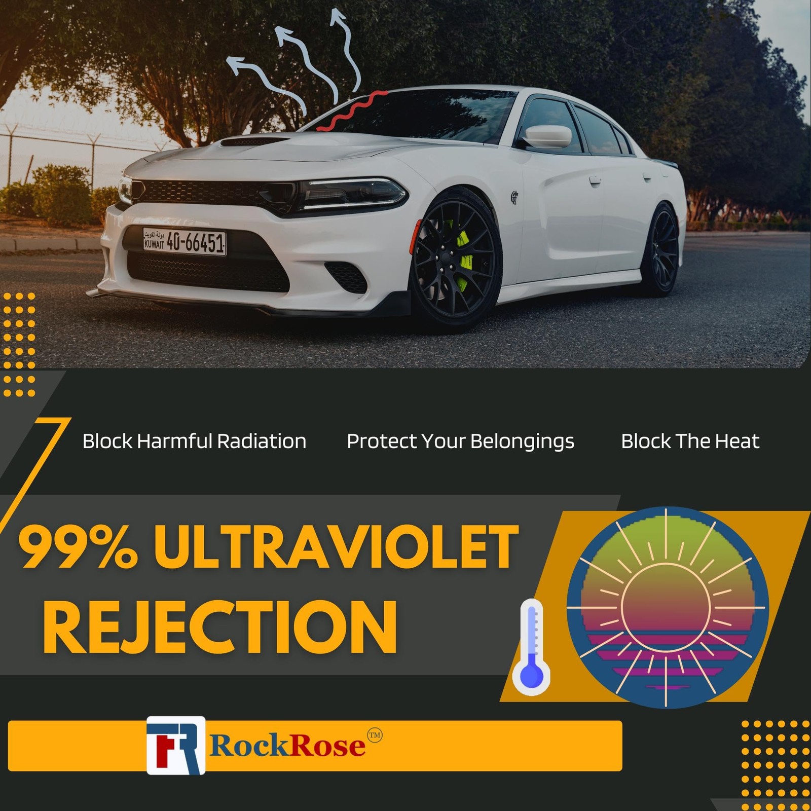 RockRose 35% Nano Ceramic Car Window Tint 20 in x 10FT 2PLY Privacy Film Heat…