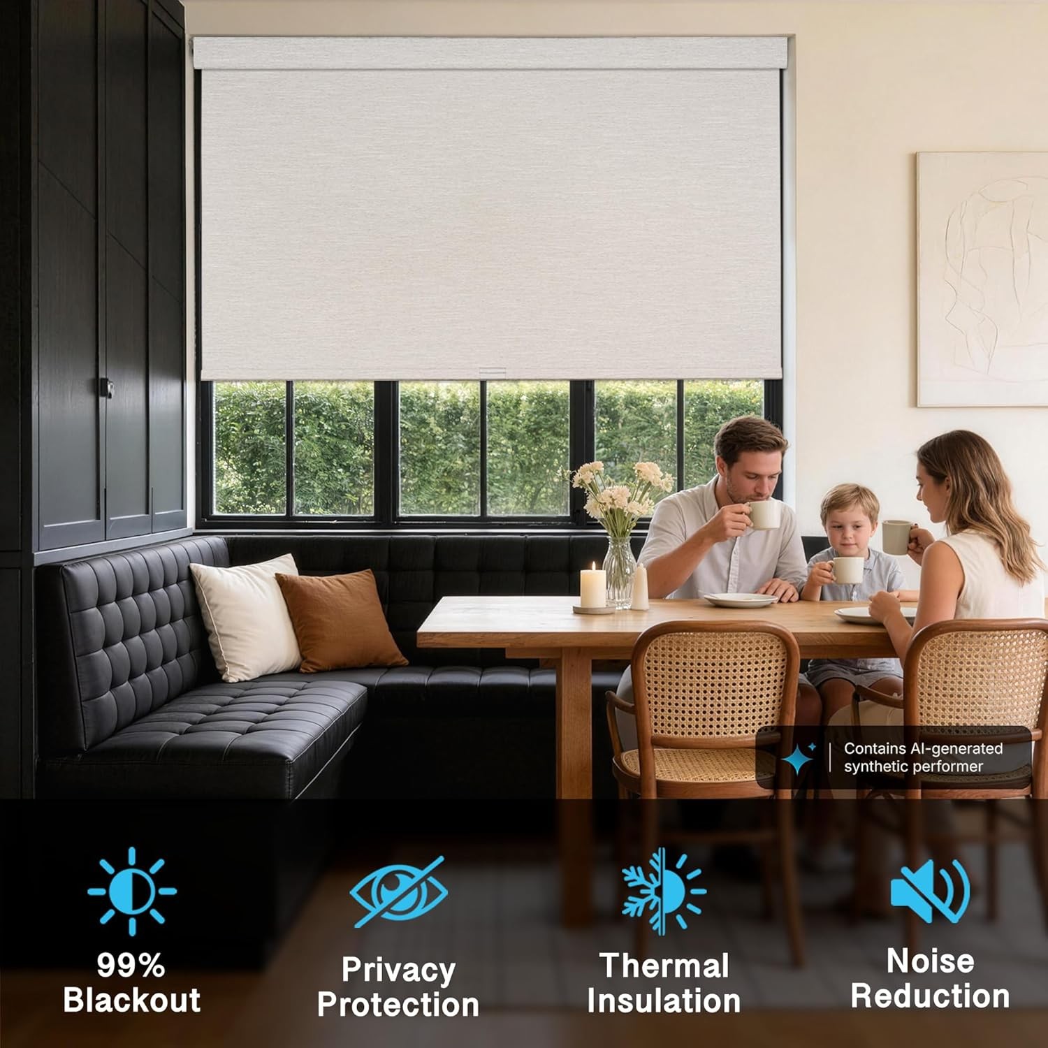 Blackout Roller Shades with Valance for Bedroom,White,46″ W X 72″ H | No-Drill