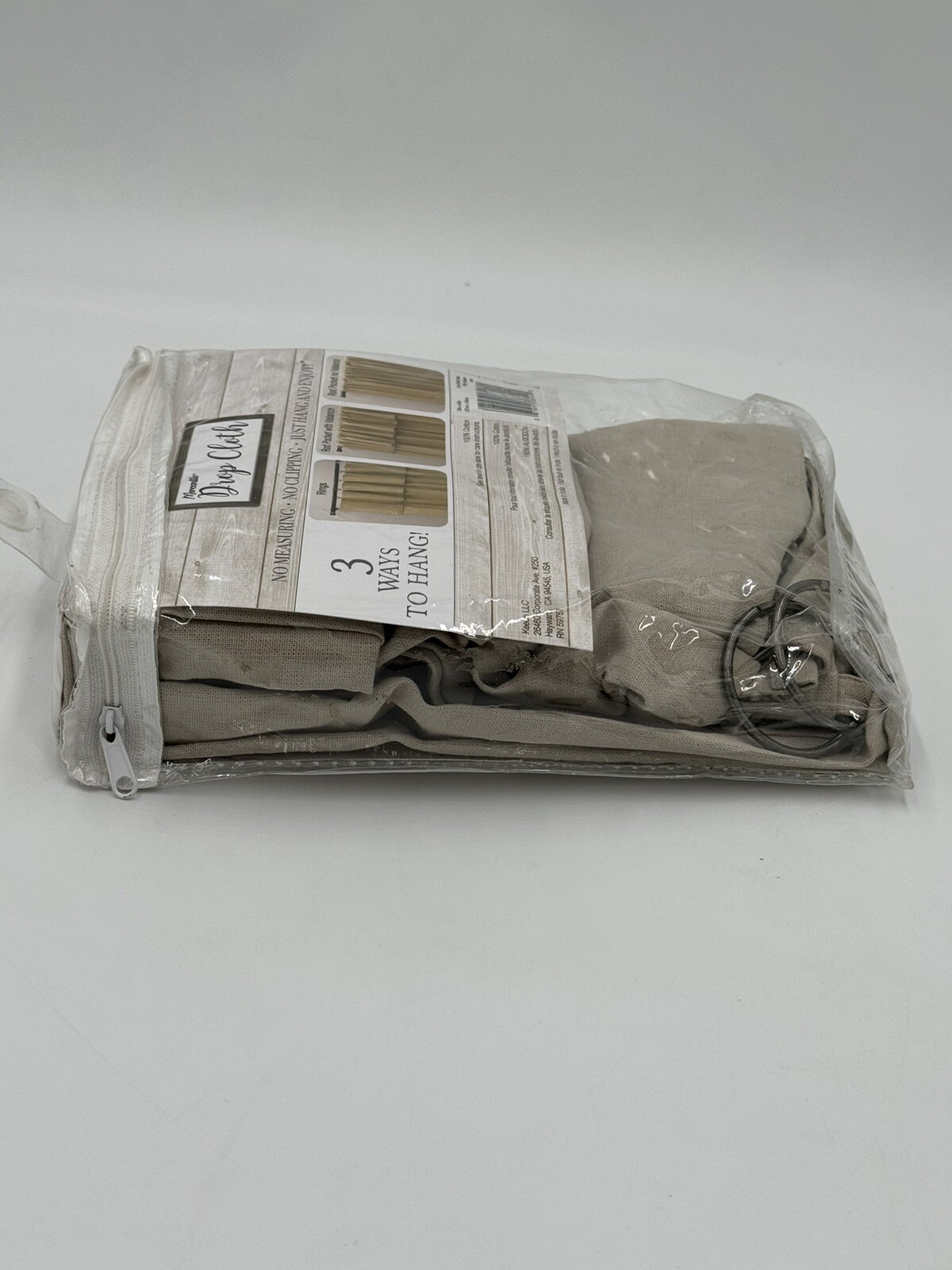Beige Window Curtain Panel Valance Removable Rings Mecantile Drop Cloth 63″