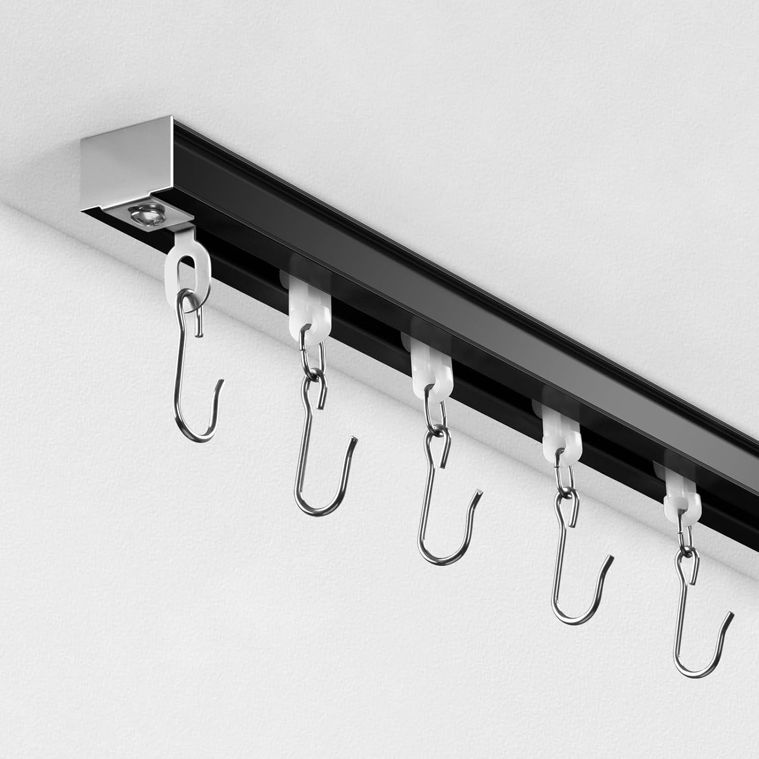 Ceiling Curtain Track, Curtain Track with Roller Hooks, 12Ft – 15Ft Ceiling Moun