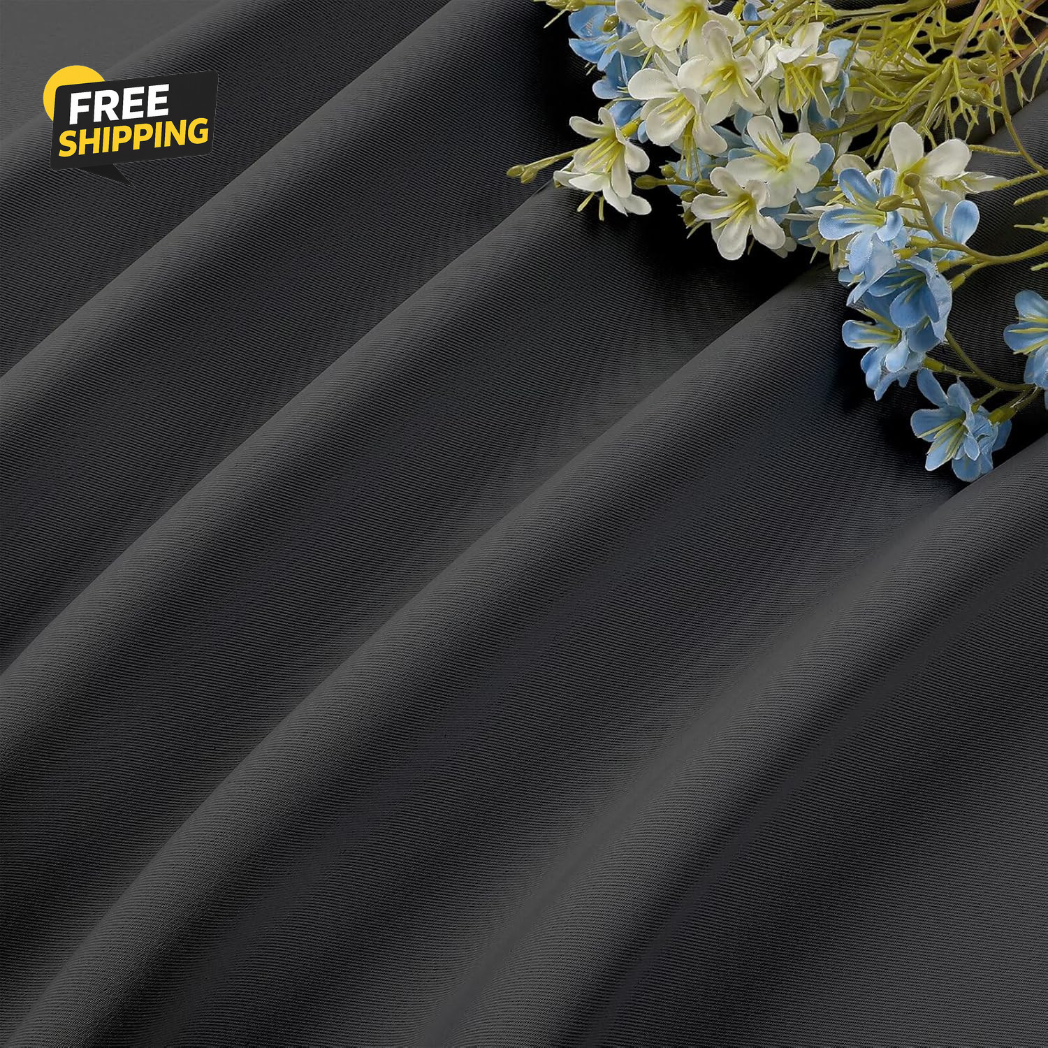 Dark Grey Blackout Curtains 54 Inch Length 2 Panels Set, Rod Pocket Room