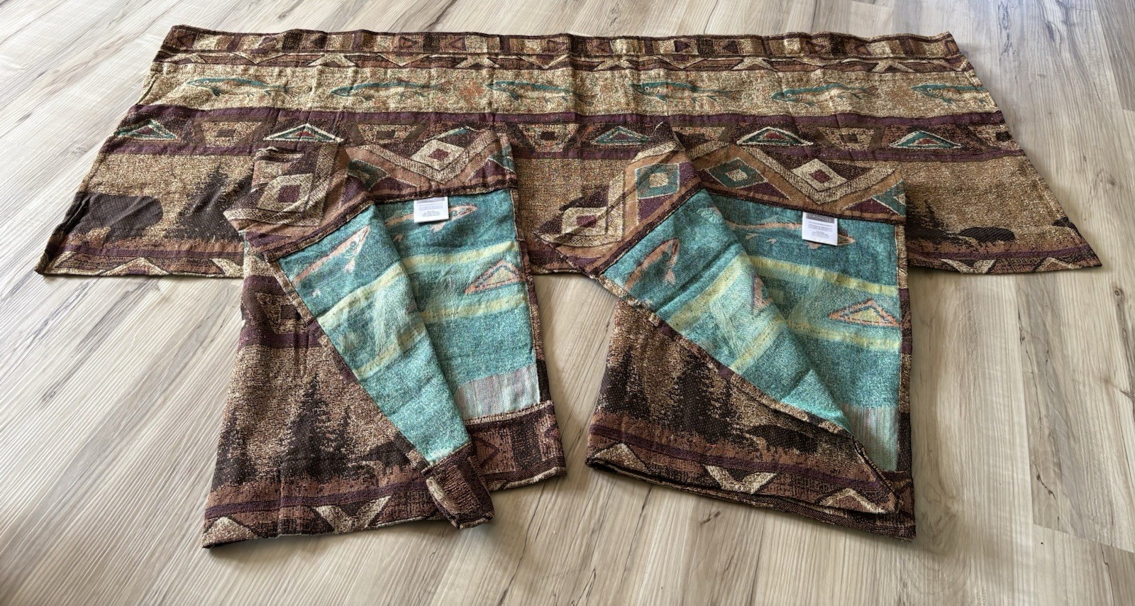 (3) Croscill Bear Mountain Unlined Tailored Valances 54×22 Inches