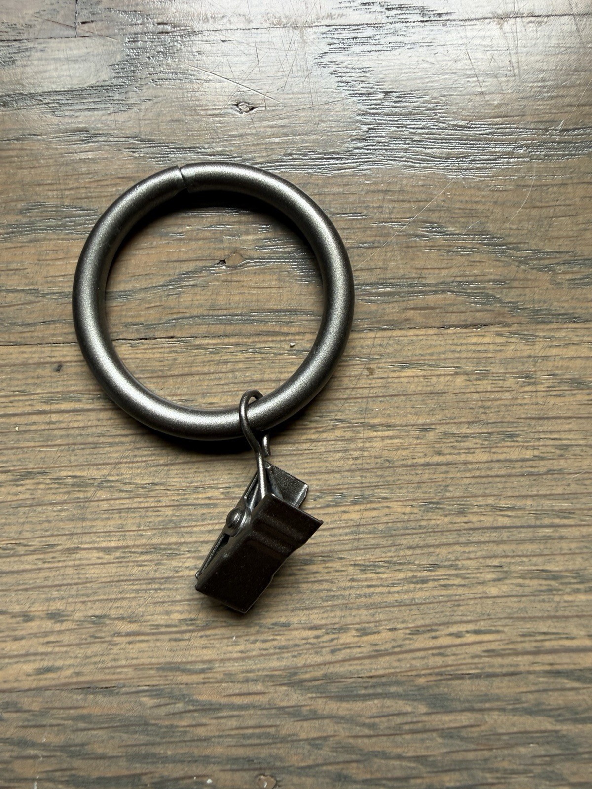 Round Clip Ring Curtain Rings Set of 28 Matte Pewter Gunmetal Drapery