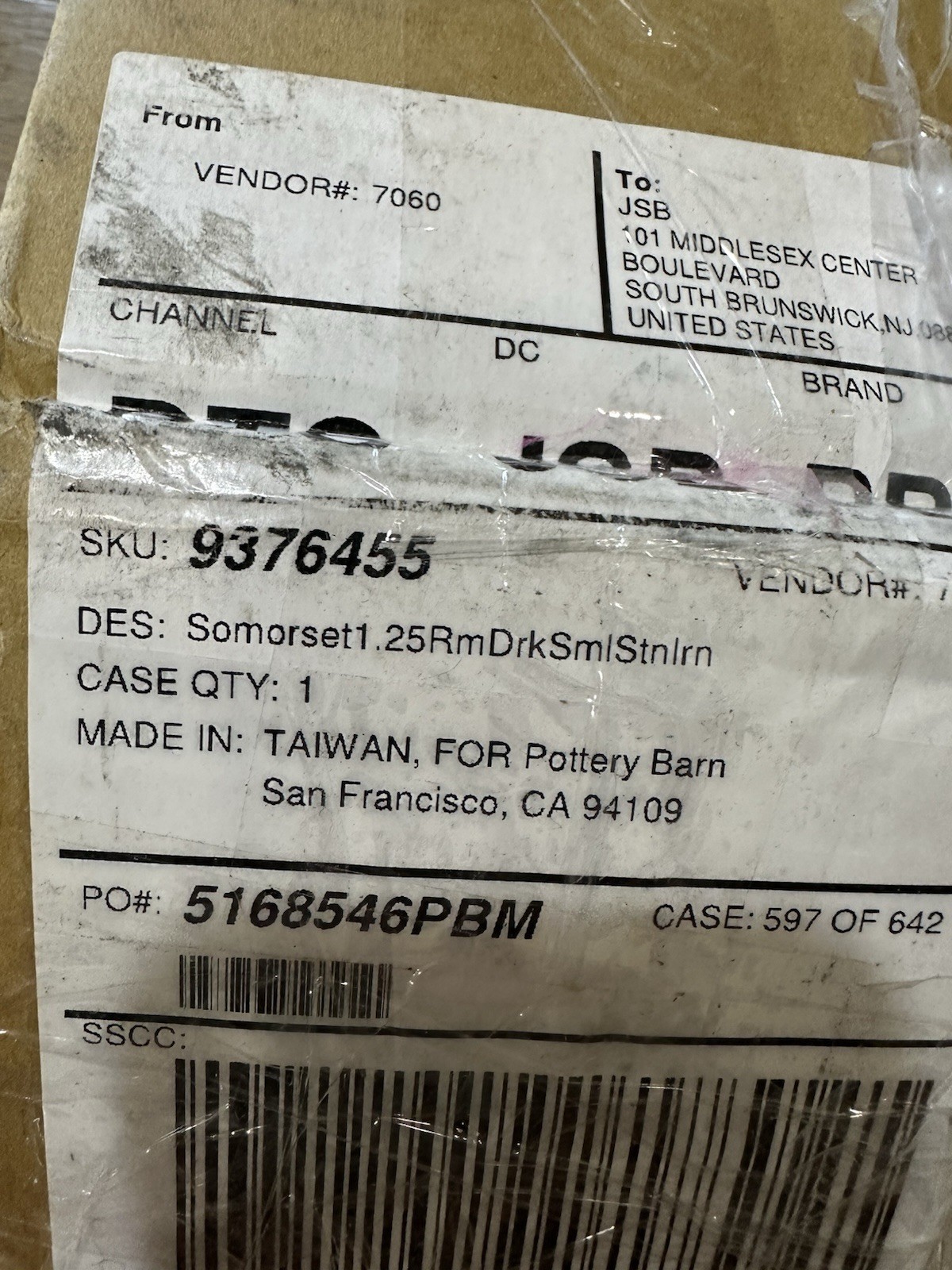 Pottery Barn Somorset Hidden connection 1.25 Curtain Rod 28-48″ Stone Iron