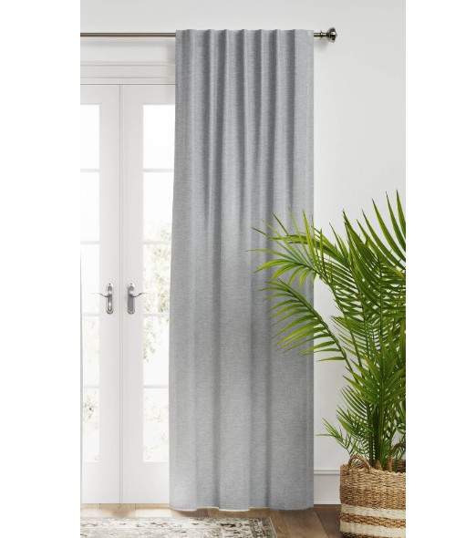 Threshold Faux Silk Room Darkening Single Heather Silver Curtain Panel 52″ x 95″