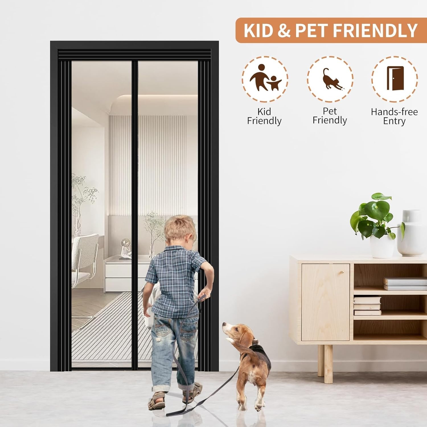 Magnetic Auto Closer Door Curtain 34″-39″ x 81″-84″ for Summer & Winter Comfort
