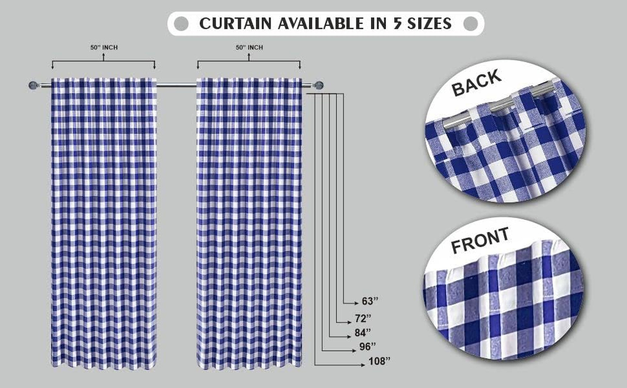 Rod Pocket Curtains 96 Inches Long,Bedroom Curtains 96 Inches Long,Buffalo Check