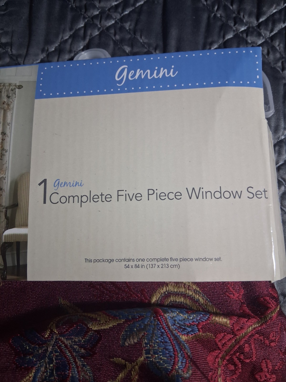 5 Piece Window Complete Set – Gemini 54″ X 84″ – Burgundy