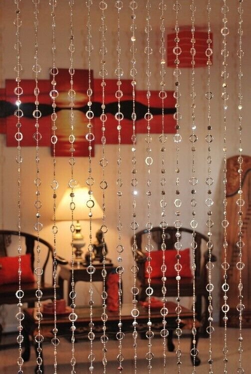Beautiful Acrylic Beaded Curtain Window, Doorway, Room Divider – Silver Circles