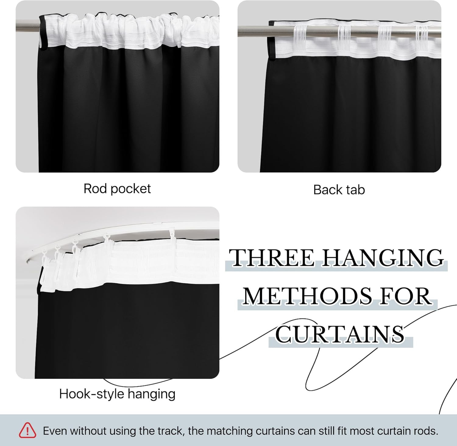 Black Room Divider Curtain Ceiling Wall Mount Track Sliding Door Panel