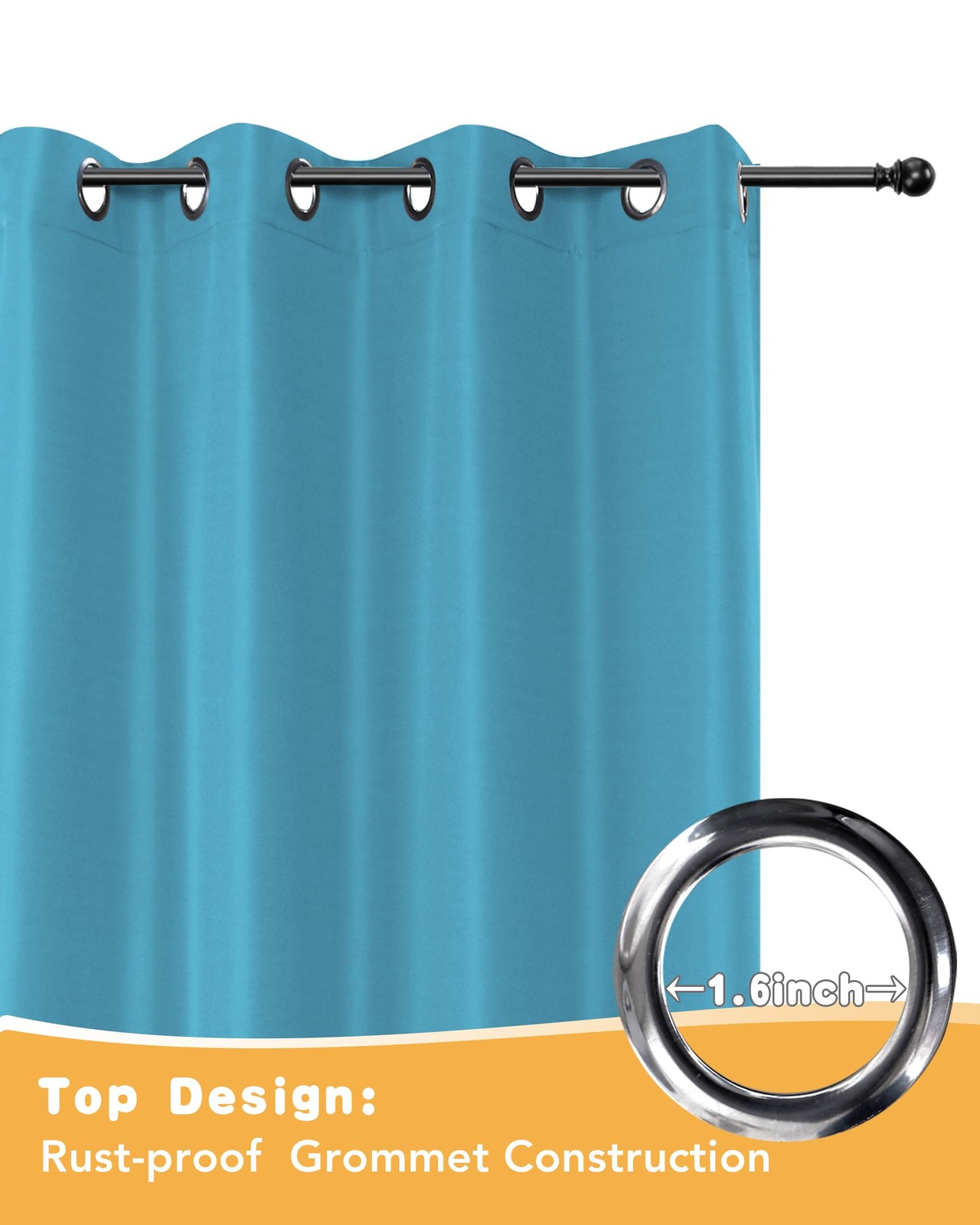 Waterproof Outdoor Curtains – 4 Panels 54×108 Inch Teal Grommet Privacy Curtains