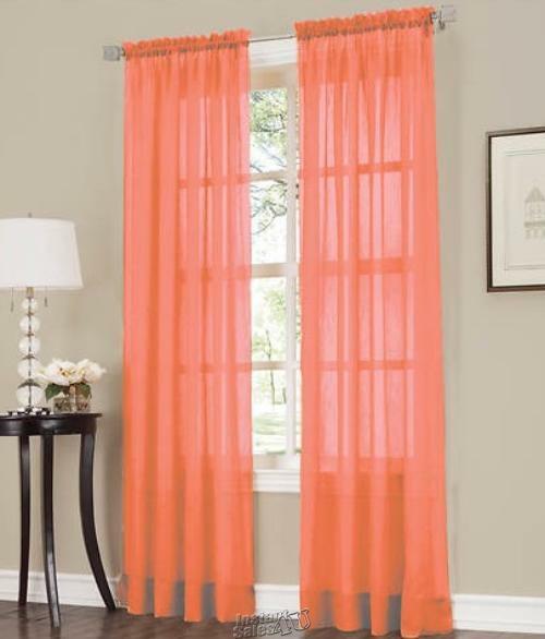 Erica Crushed Voile Panel Pairs Coral 51″ W x 84″ L