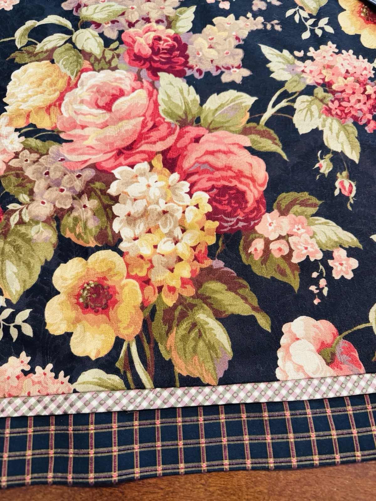 160″ x 20″ LUXURY Jacquard Brocade VALANCE Custom FLORAL BLACK French Chic
