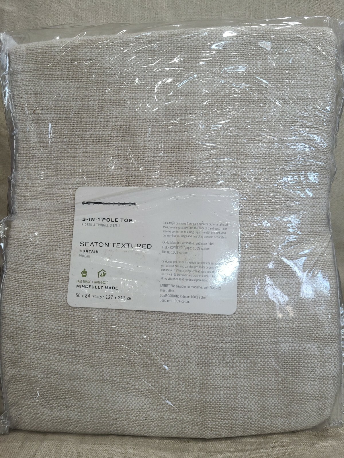 pottery barn seaton drape neutral 50×84″ multiples available