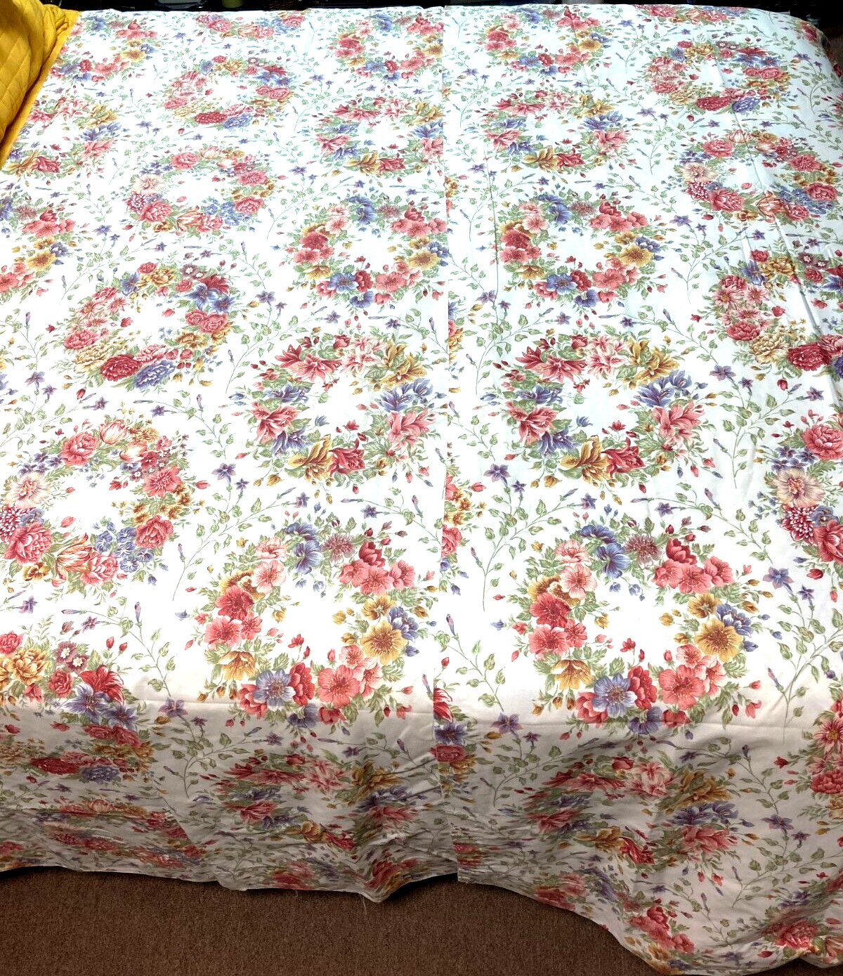 3 “Melissa” Curtain Panels Cottage Chic Floral Wreath Curtains Lined 40x 87 USA