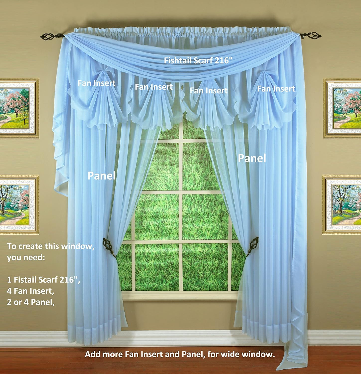 Emelia Original Voile Panel 72″, Sky Blue, 60″ W X 72″ L