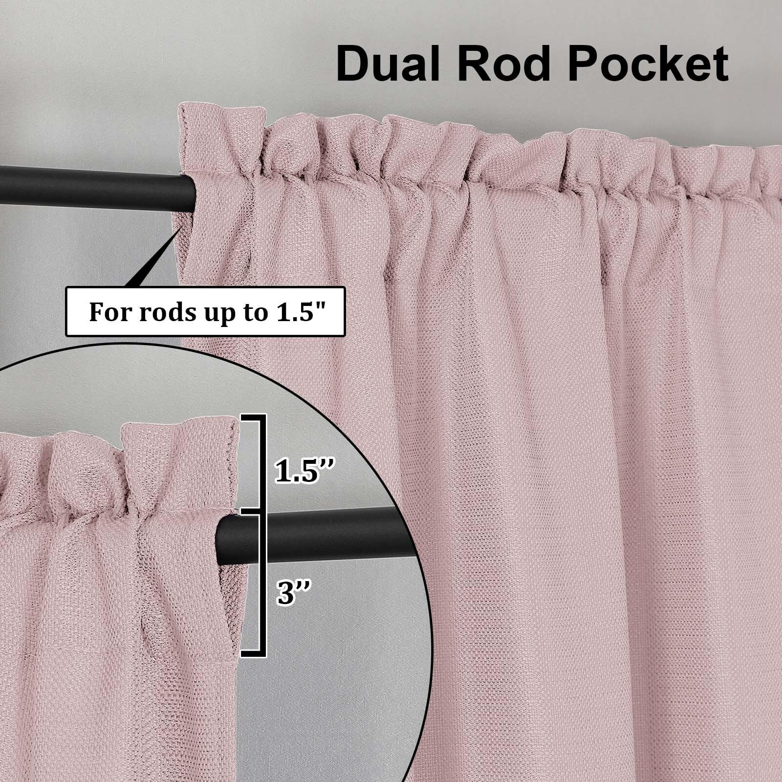 Blush Pink Kitchen Curtains 24 Inch Length, Light Filtering Modern Airy Soft …