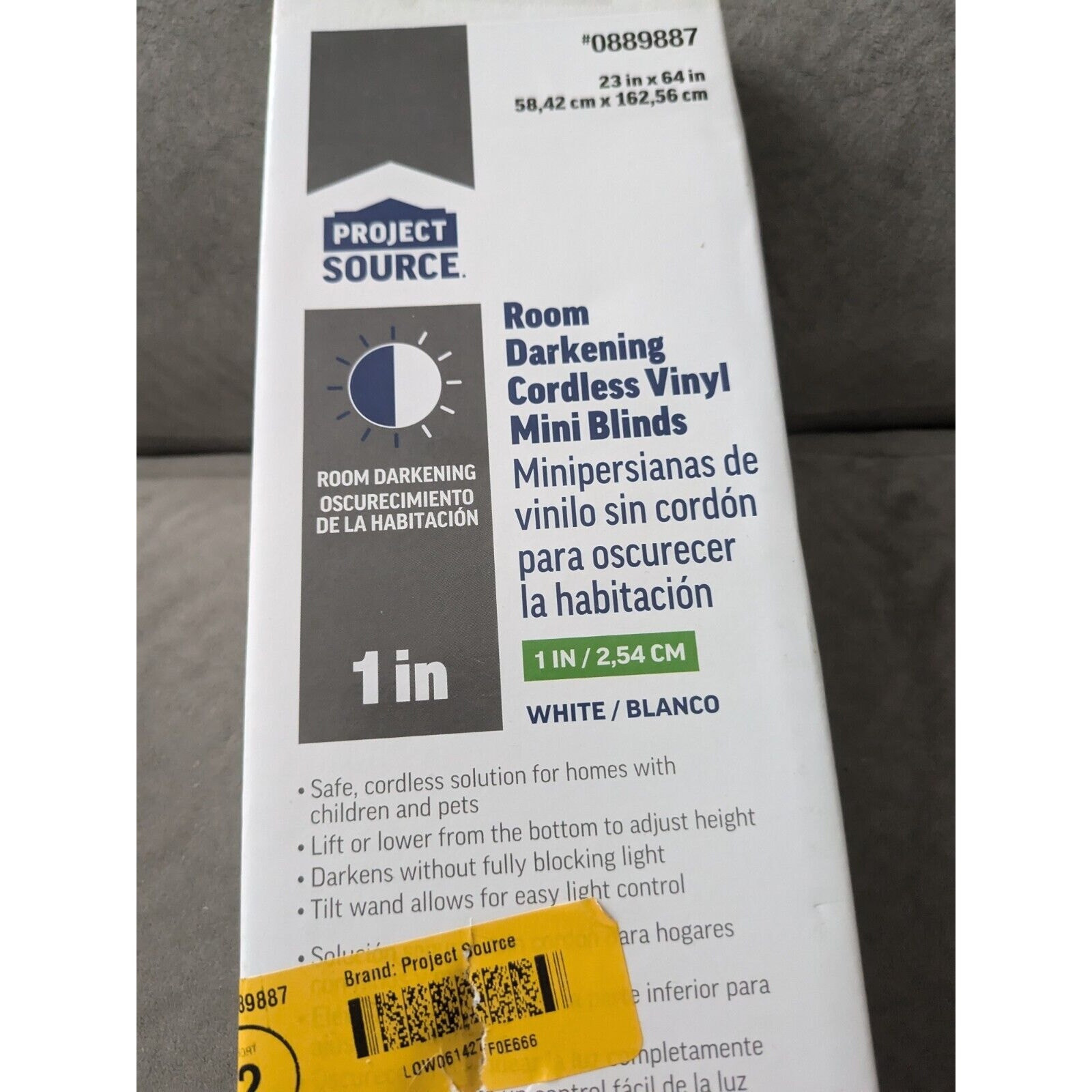 Cordless 1in Darkening Window Mini Blinds Vinyl, White 23in x 64in