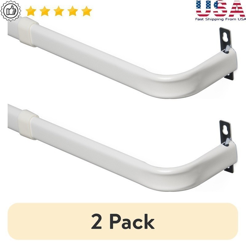 Adjustable Metal Curtain Rod Wrap Around 48-86 in 2 Pack Hardware Included New