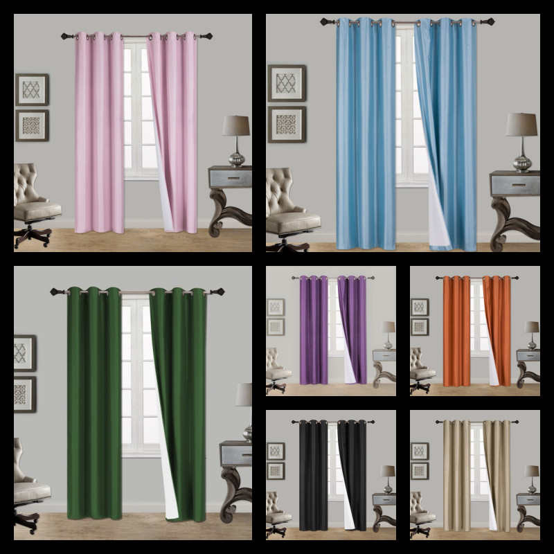 1 SET 100% THERMAL BLACK OUT WINDOW LINED CURTAIN PANEL DRAPE BRONZE GROMMET AAA