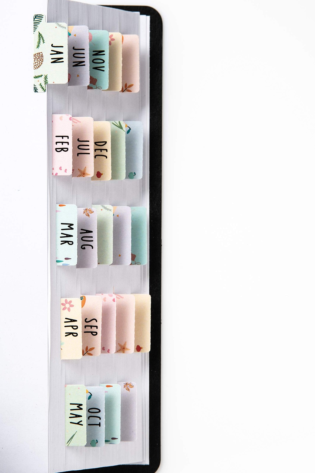 DiverseBee Laminated Planner Monthly Tabs, 24 Peel and Stick Medium, Assorted