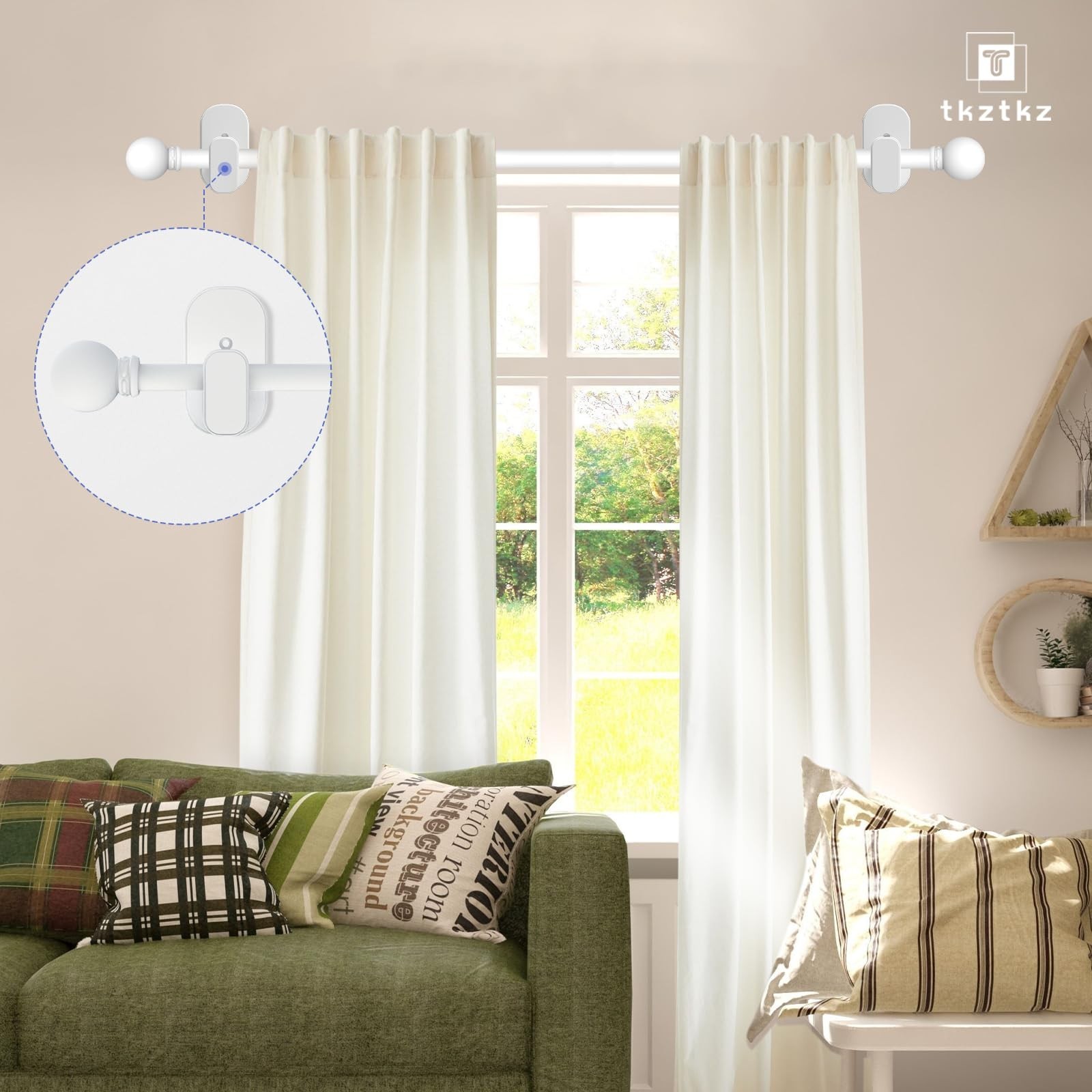 TKZTKZ Curtain Rods No Drilling for Windows 18 to 28 Inch:No Drill Small Whit…