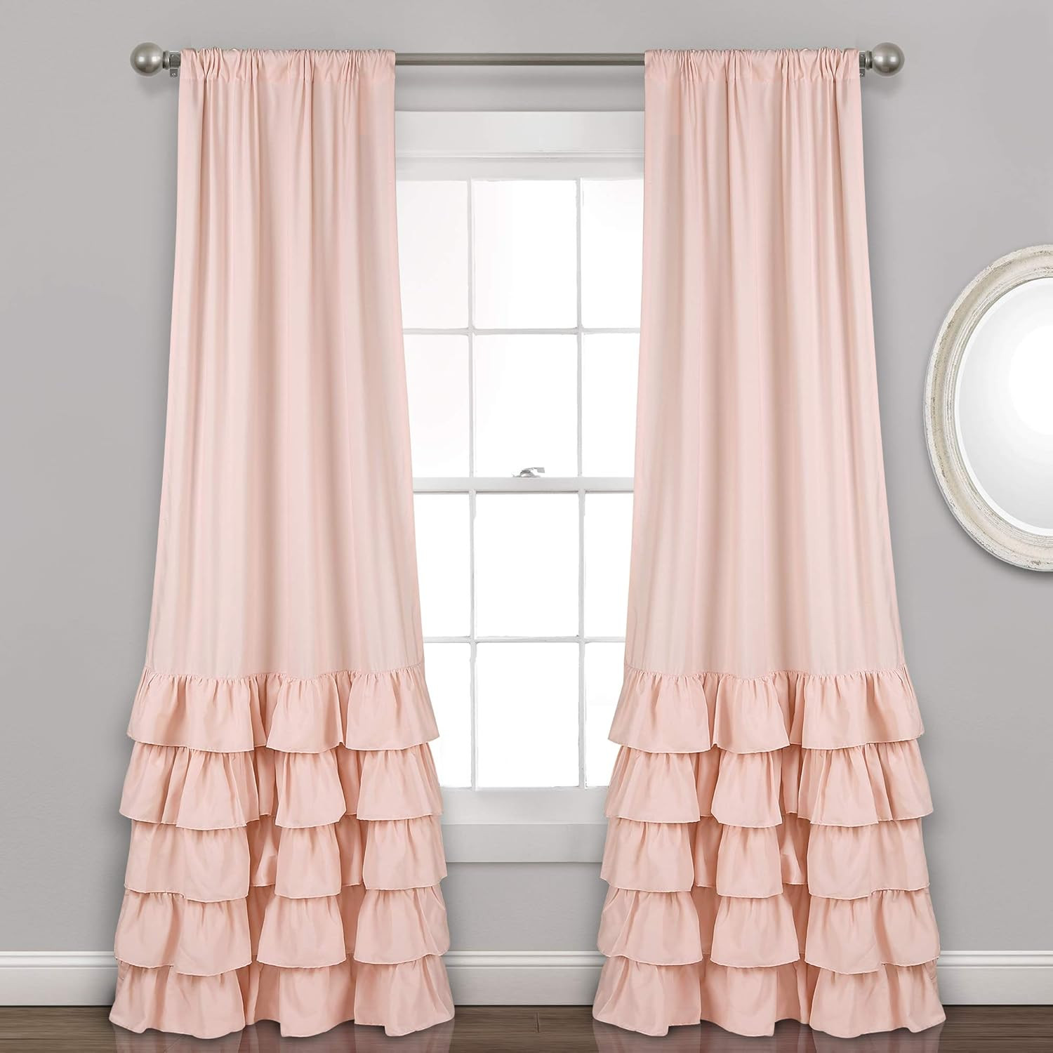 Allison Ruffle Light Filtering Window Curtain Panels Pair 40″ W X 84″ L White –
