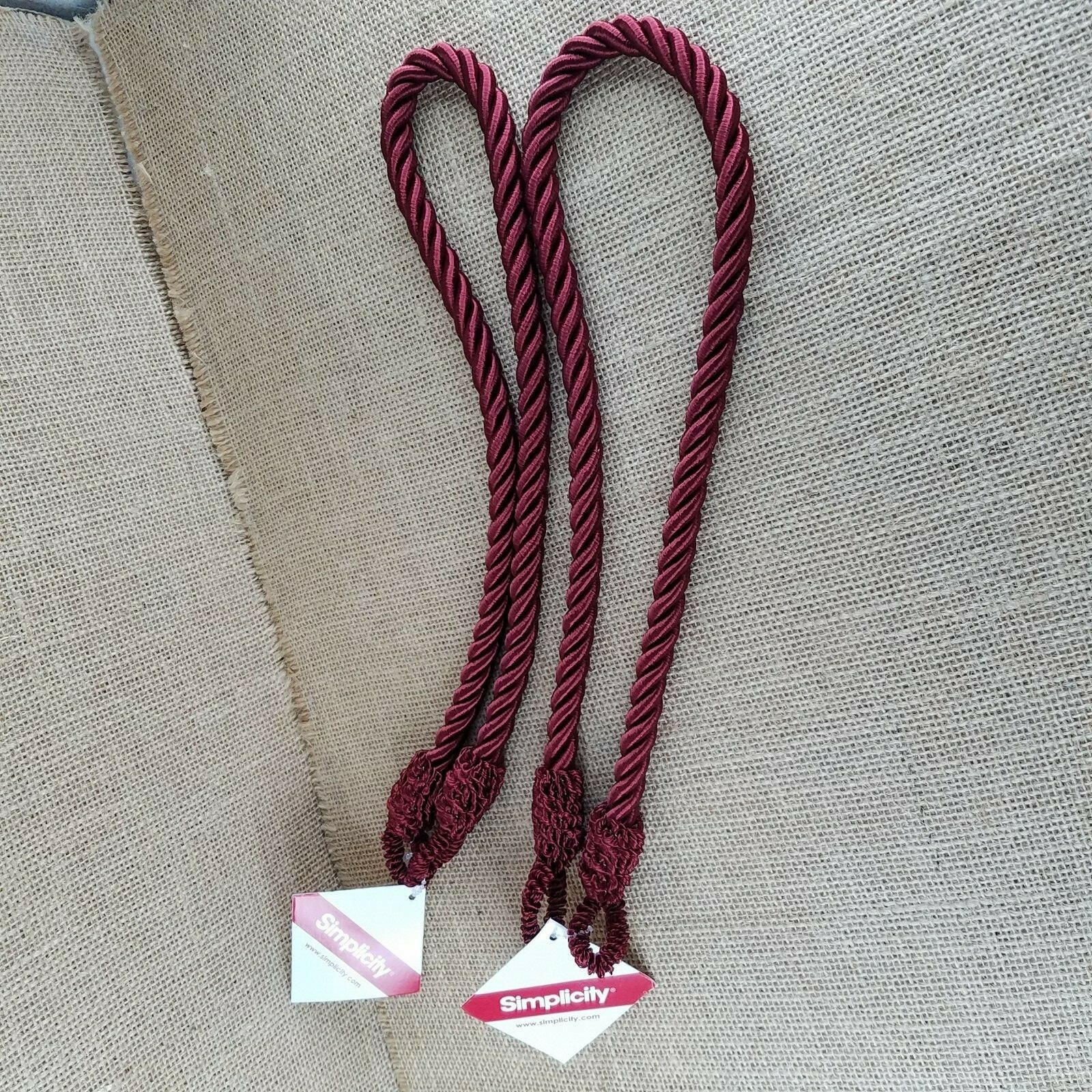 Curtain Ties Set of 2 Burgandy Red Home Decor Tie Backs Window Treatments B3-995