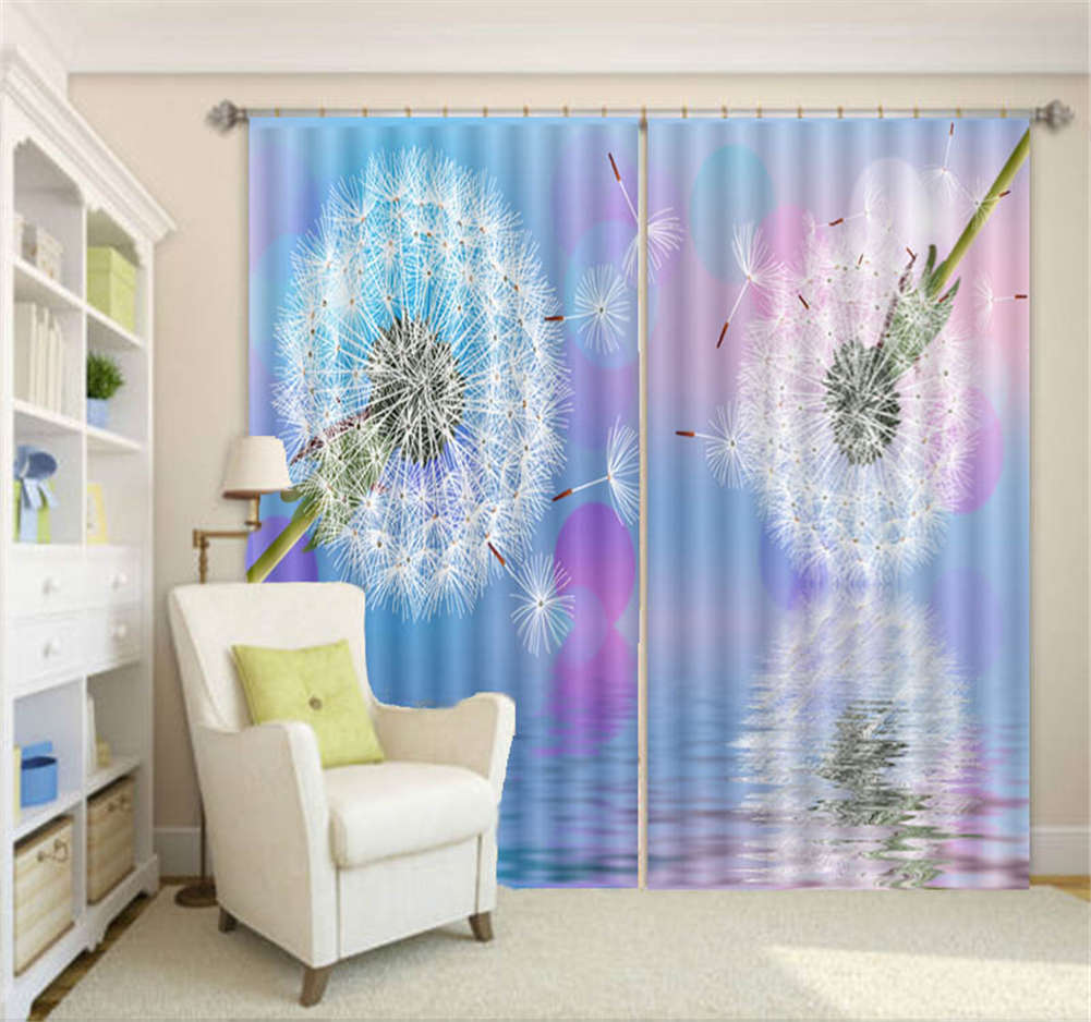 Dreamy Flying Dandelian 3D Curtain Blockout Photo Printing Curtains Drape Fabric