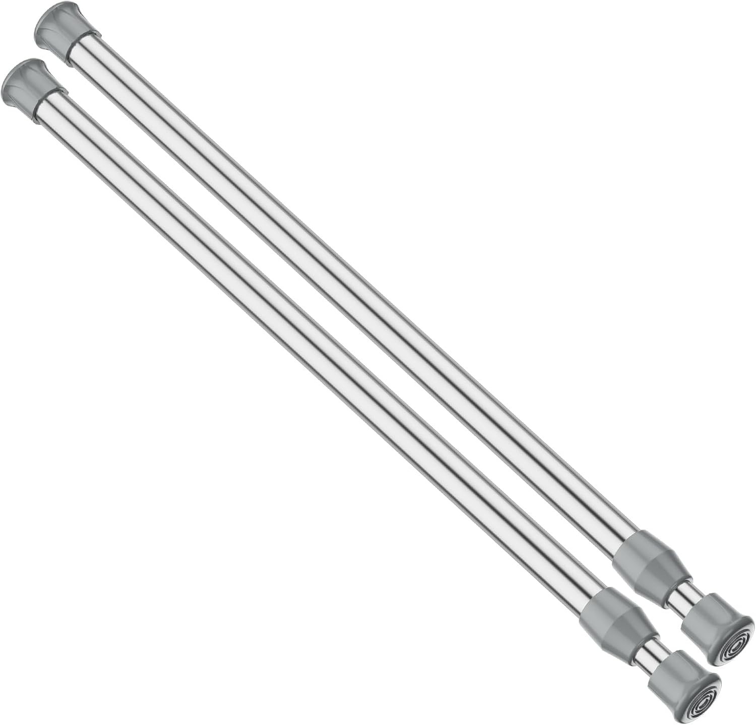 2Pcs Non-Slip Adjustable Silver Tension Rods 17″ to 28″ for Home Decor