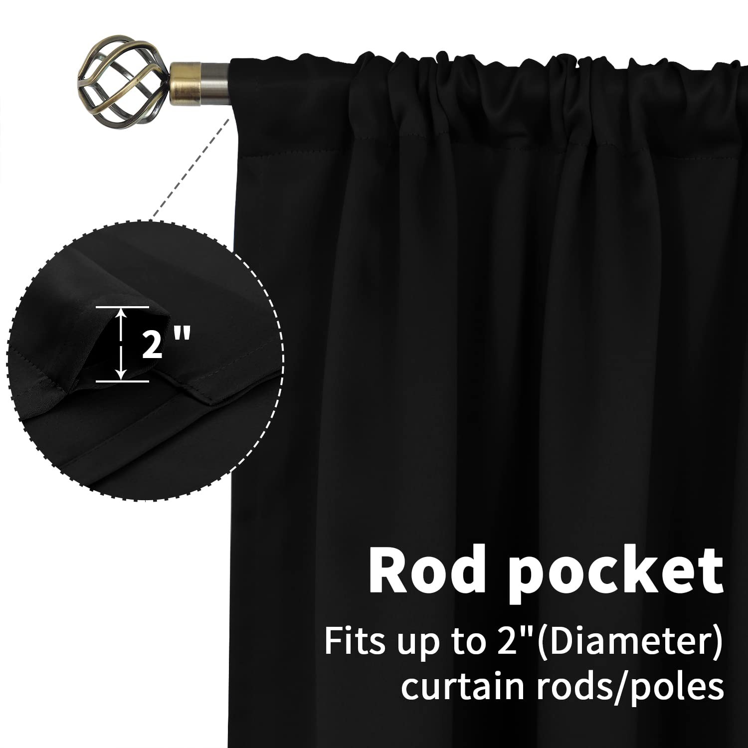 BGment Rod Pocket Black Blackout Curtains – Thermal Insulated Room Darkening