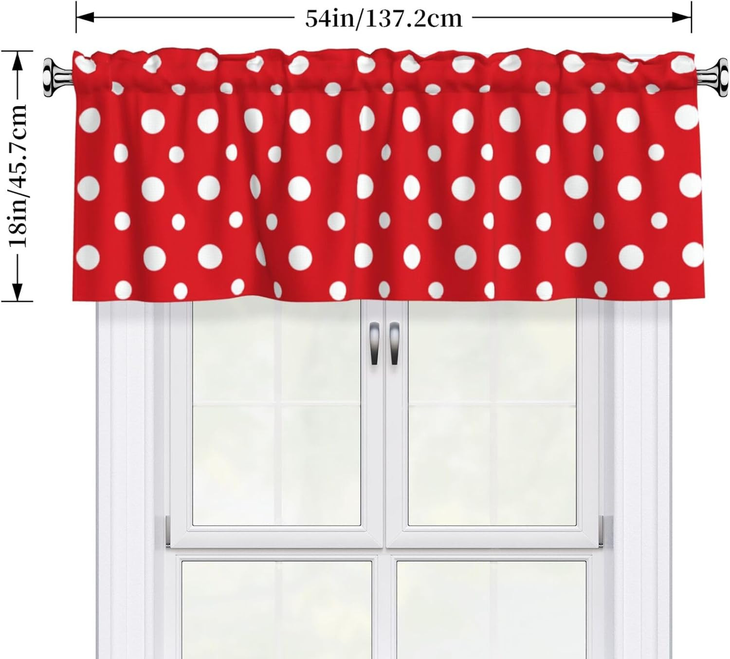 Valance for Windows White Polka Dots Red Kitchen Curtains Valances Rod Pocket Vi