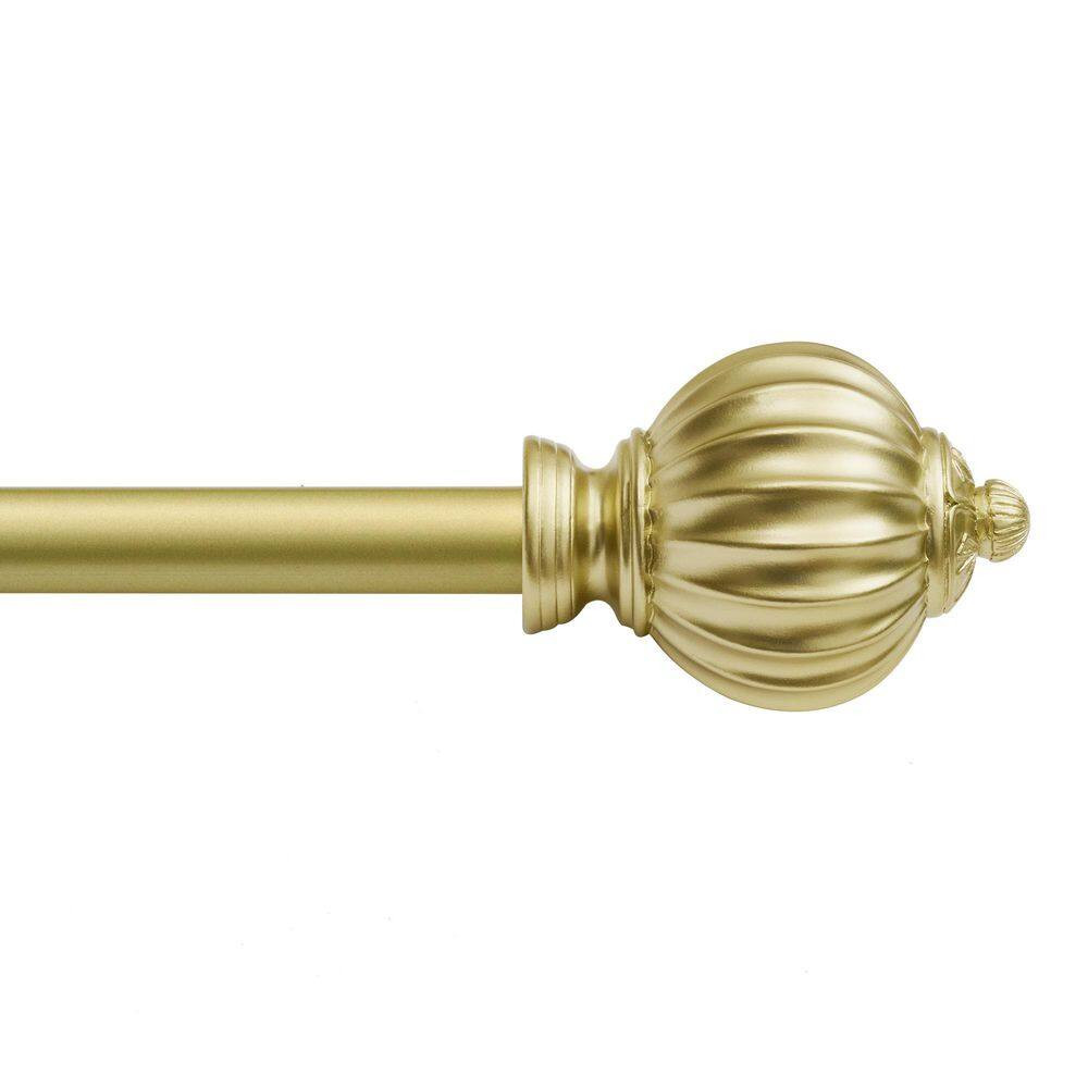 86 In. – 120 In. Adjustable Decorative Single Curtain Rod-3/4 In. Dia Rod in Gol