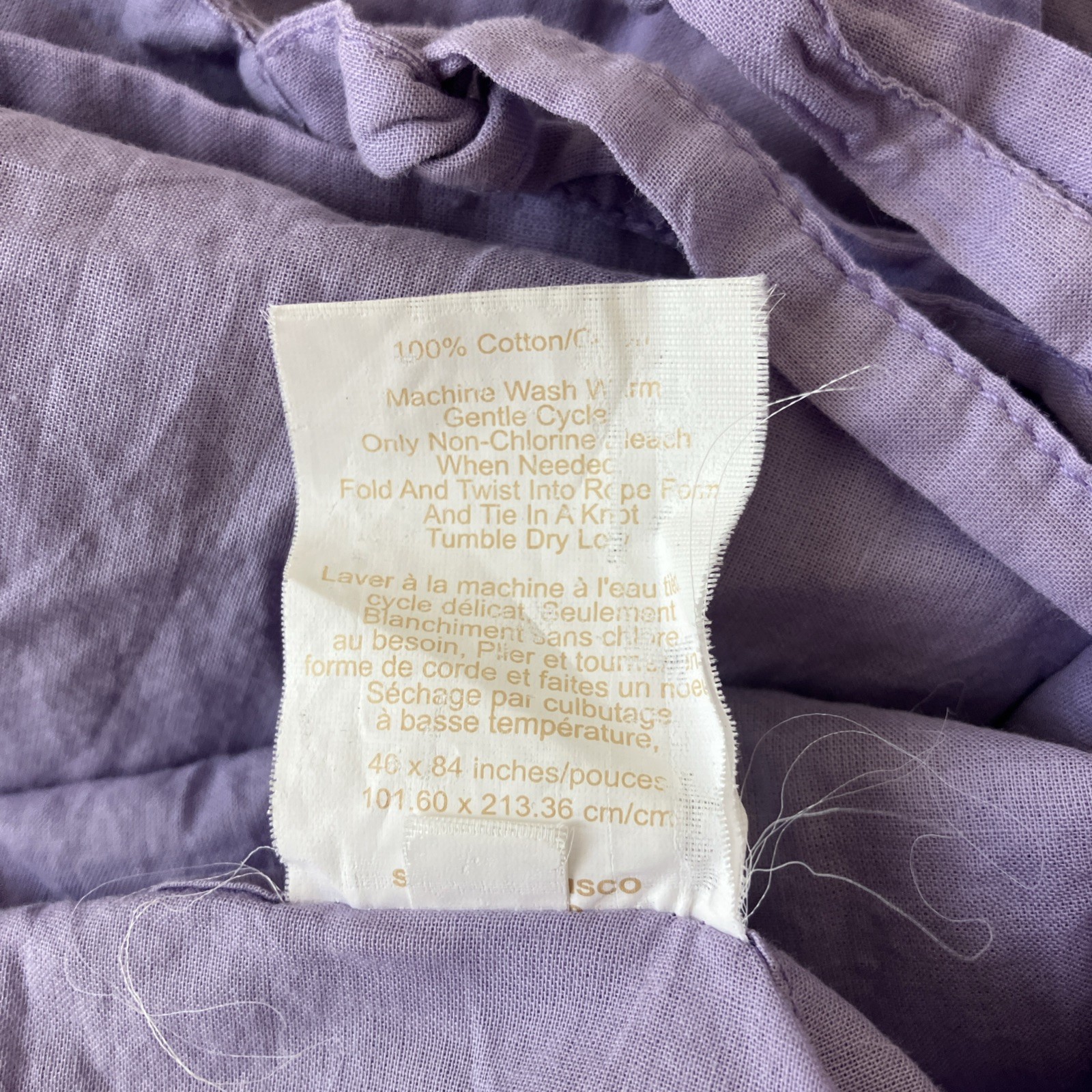 POTTERY BARN Curtains 2 Panels 37×78 Sheer Cotton Purple Tie Top