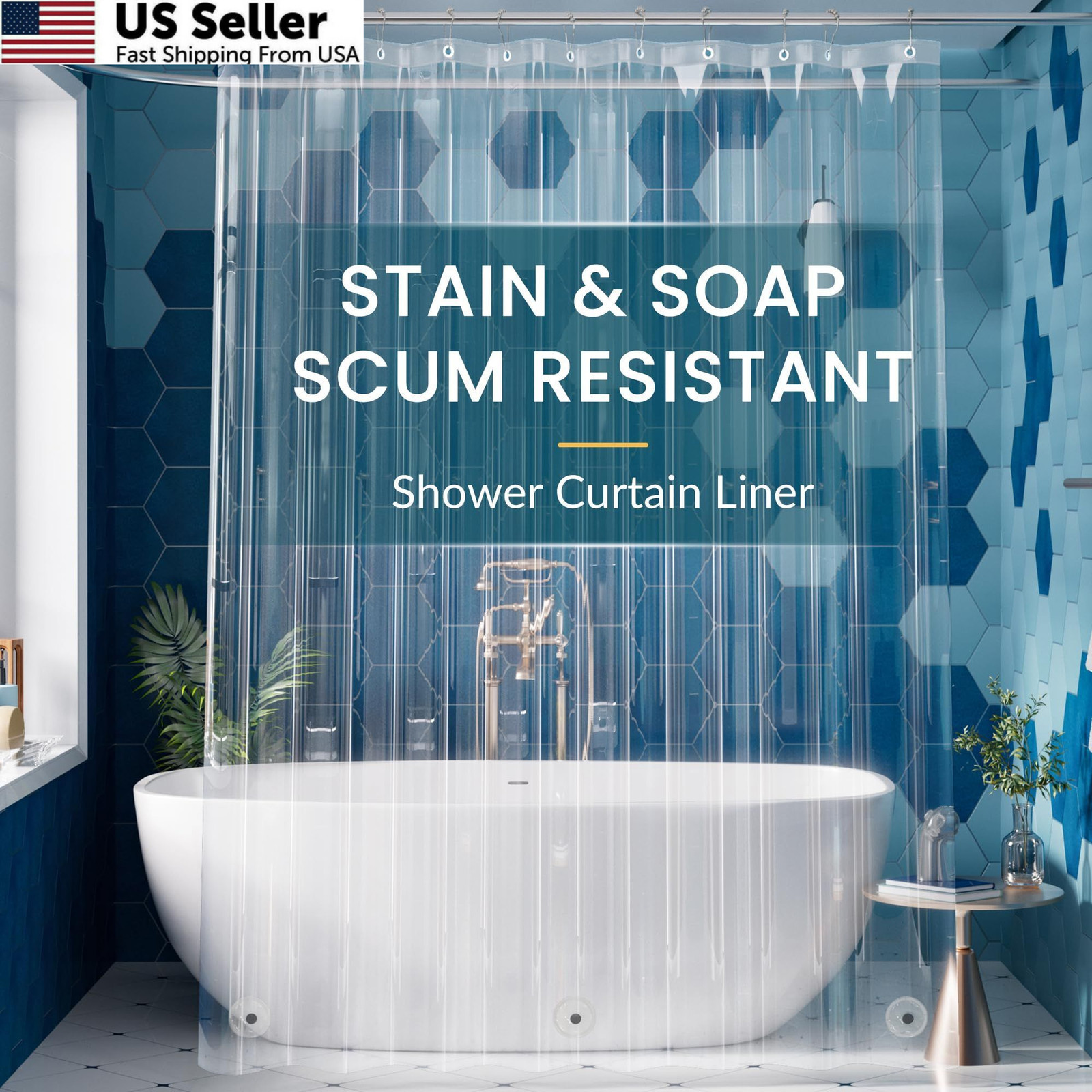 Titanker Extra Long Shower Curtain Liner 72×84 Clear PEVA Waterproof Bath