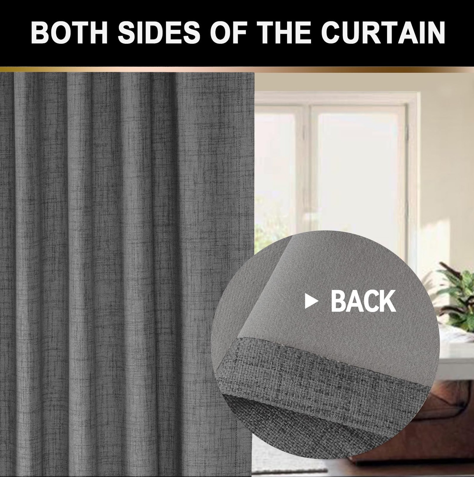 100% Blackout Shield Linen Blackout Curtains 120 Inches (10 ft) Long 2 Panels…