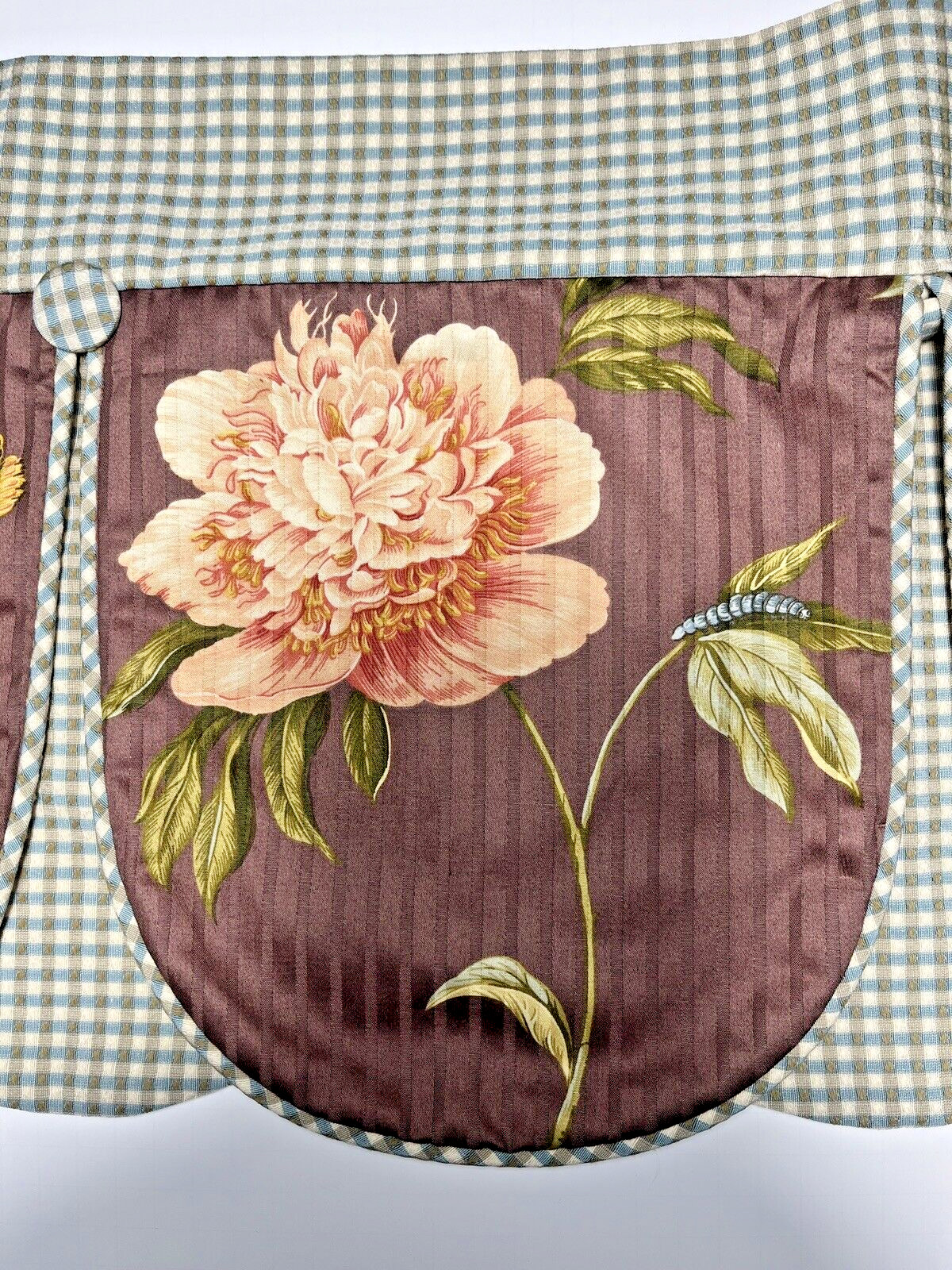 Window Valences Set (3) 41”x 14”ea Floral And Check Design Country Traditional