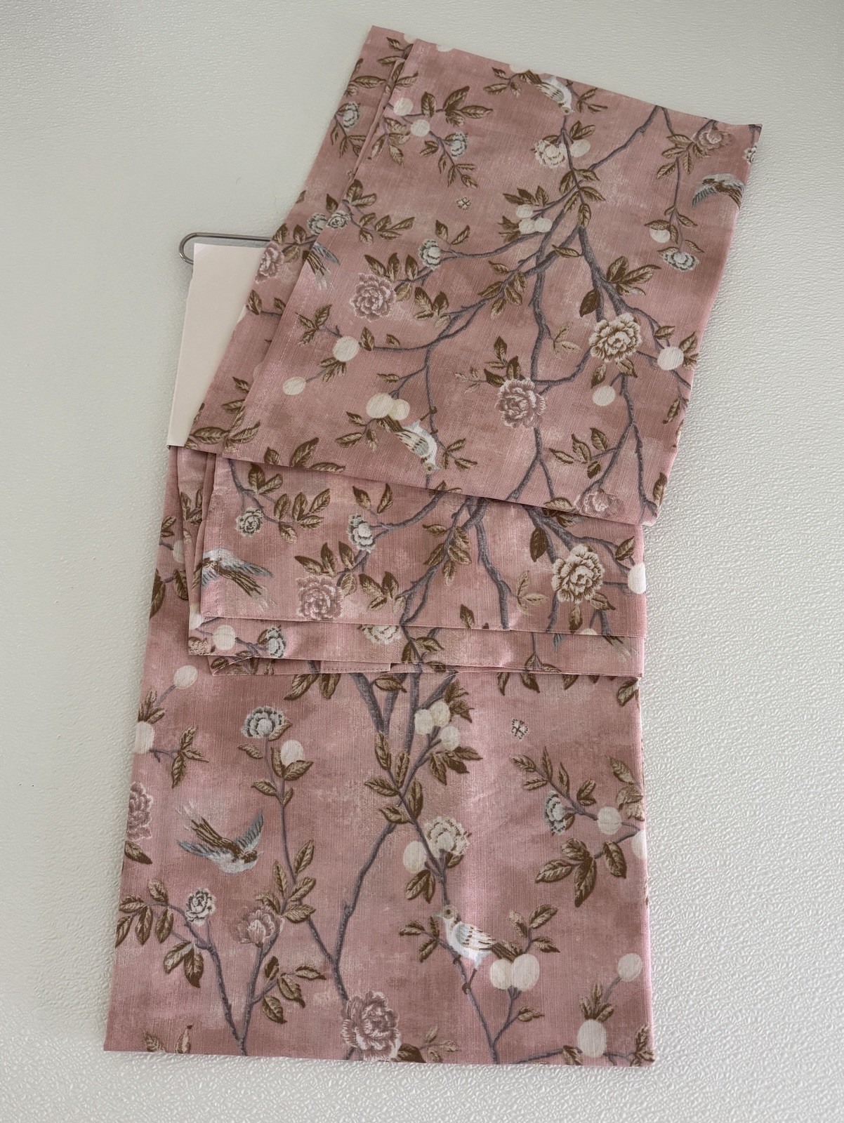 NIP Laura Ashley Window Curtains 2 Panels 38 x 84 Birds Rose Pink Brown Back Tab