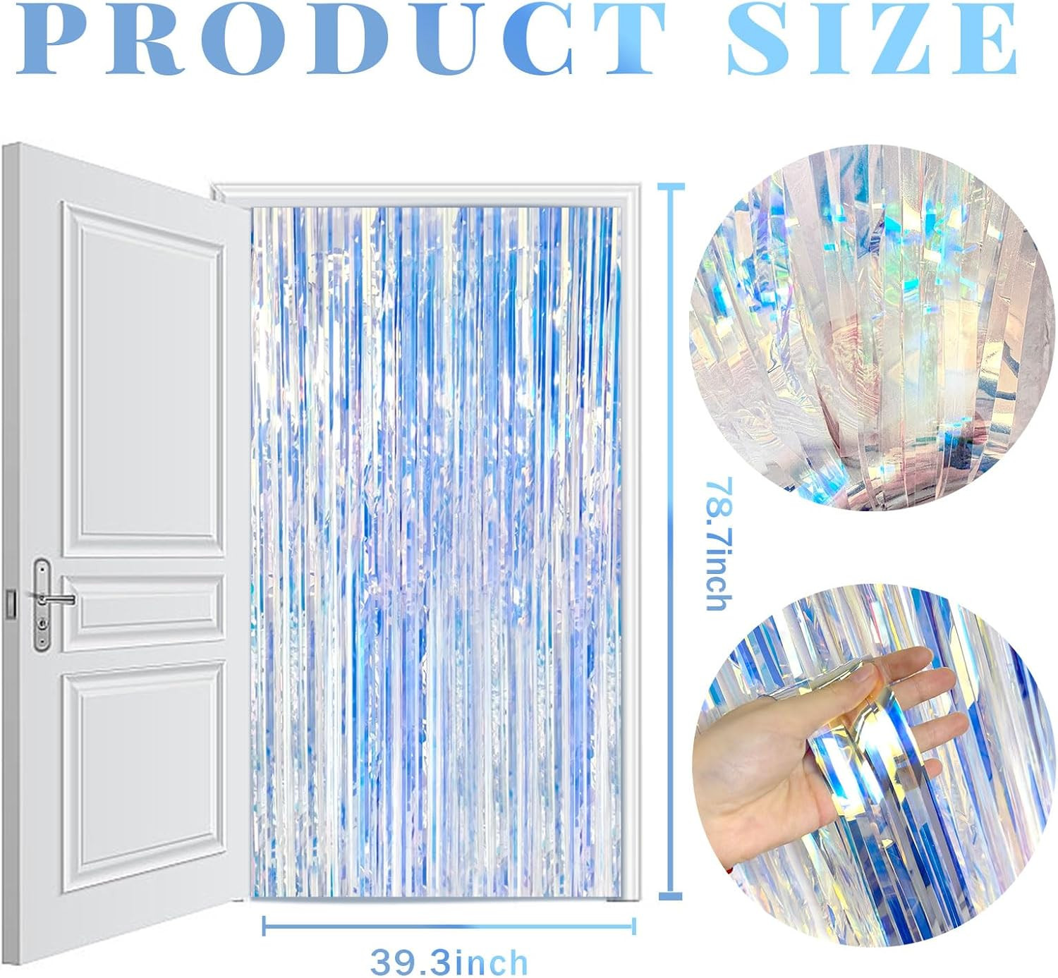 2 Pack Foil Curtain Backdrop Iridescent Metallic Tinsel Foil Fringe Curtains Pho