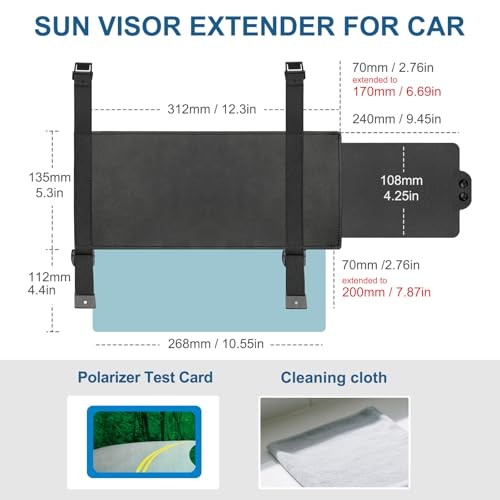 Sun Visor Extender for Car (Polarized, UV400, PC Lens, Driver Side No Zipper