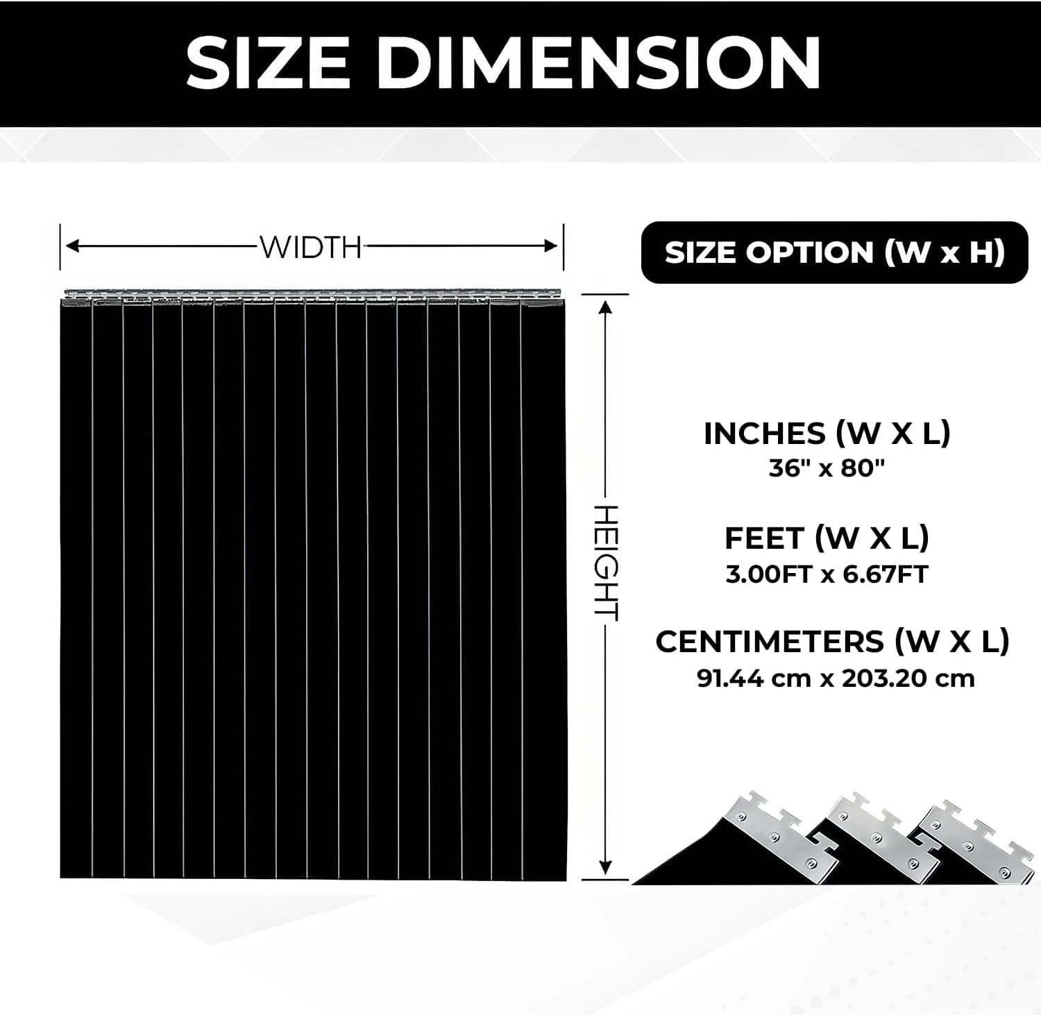 Heavy Duty Black PVC Curtain Strips Kit – 36″x80″ Waterproof Insulation