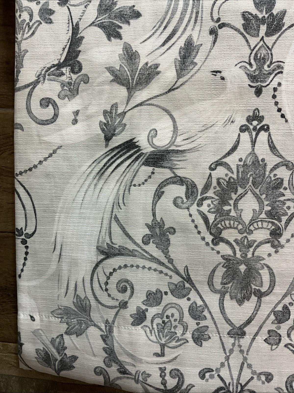 2 – Laura Ashley Tregaron Damask Cotton Curtain Window Panels Gray Bird 37 x 84”