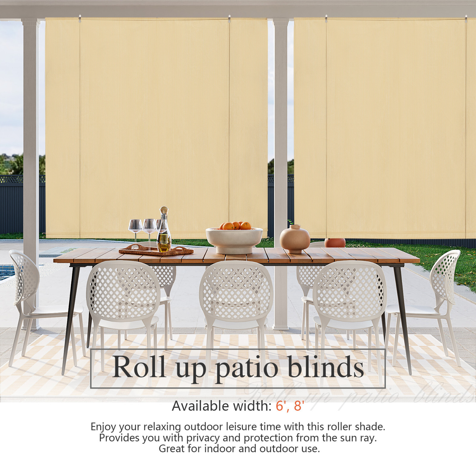 Roll Up Shade Roller Shade Blind for Outdoor Patio Porch Pergola Deck Office