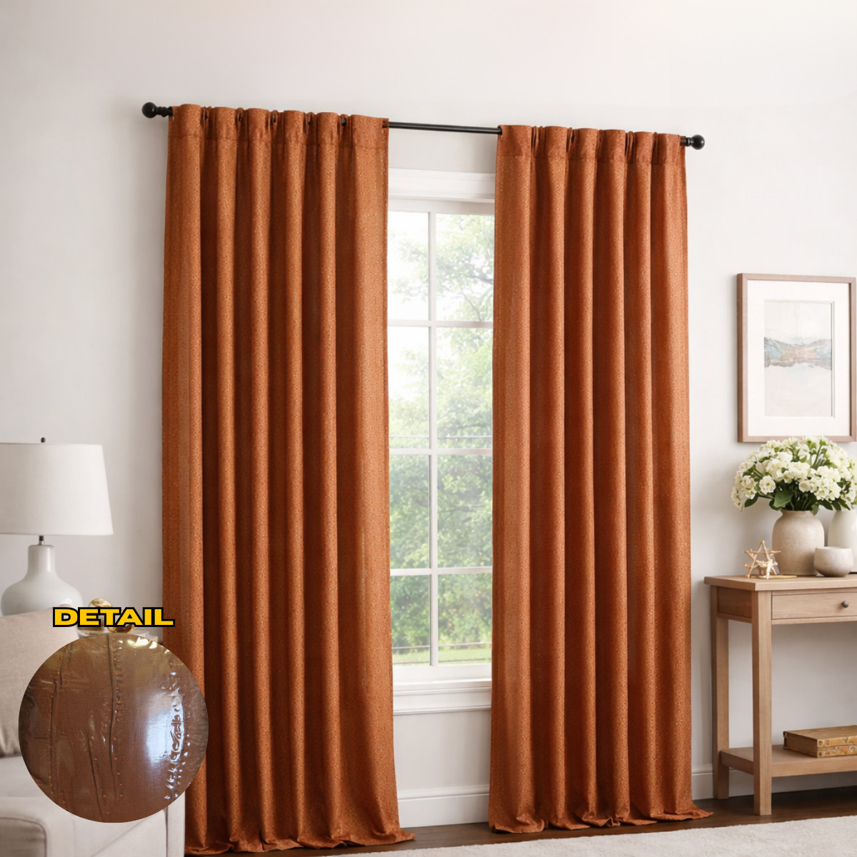 NEW – DOLCE 50″x108″ 1 LINED/INTERLINED ROD POCKET PANEL WITH BACK TABS CURTAIN