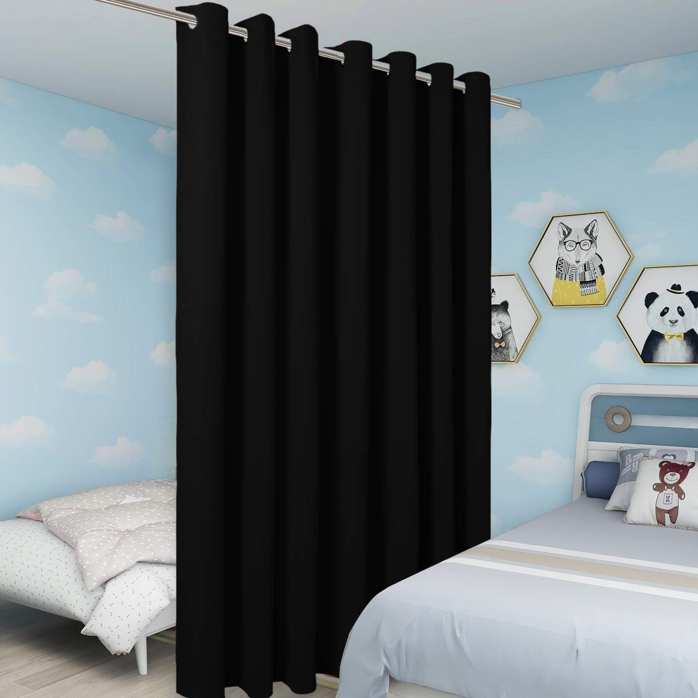 BONZER Room Divider Curtain Grommet Thermal Insulated Wide Blackout Curtains for