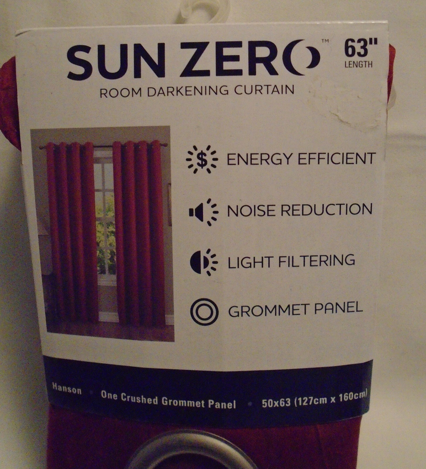 New Sun Zero Solid Hanson In Paprika 50” x 63” 1 Crushed Grommet Panel