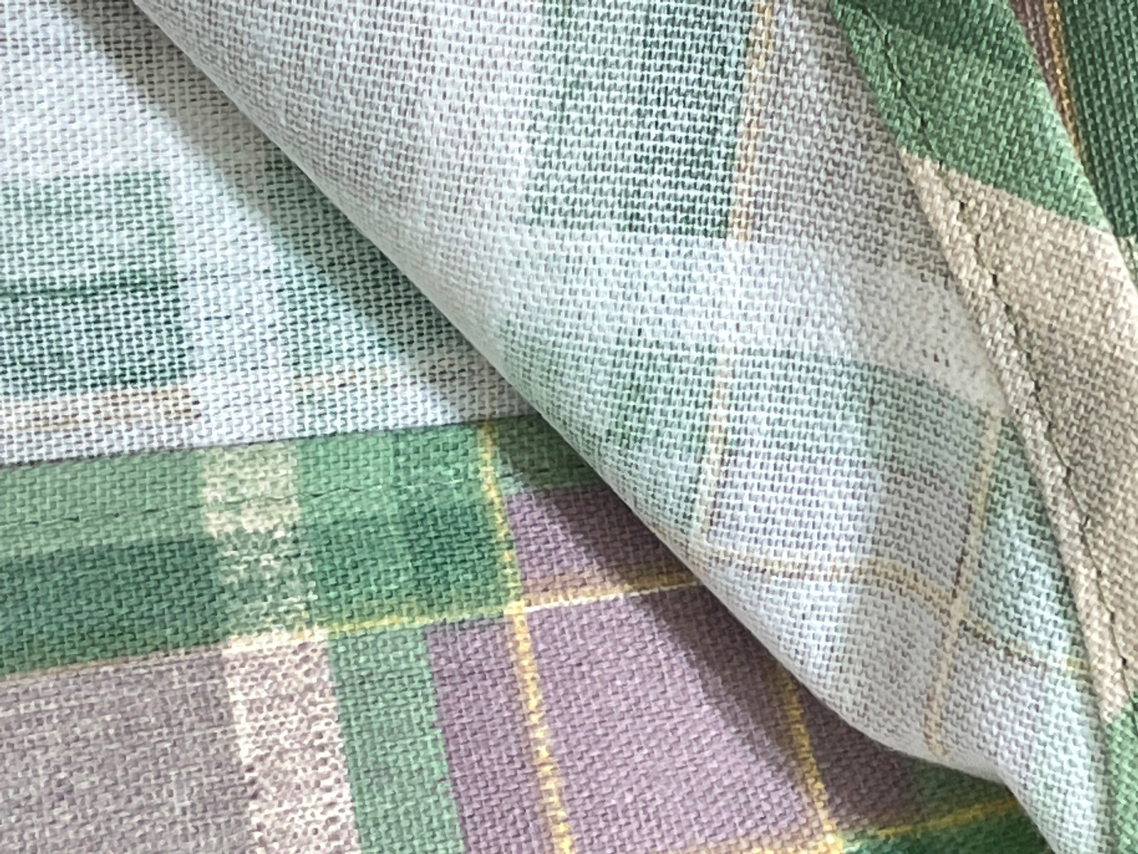 Colormate Valance 52 x 15 Sage Green Plaid Scallop 100% Duck Cotton VTG 2004 USA