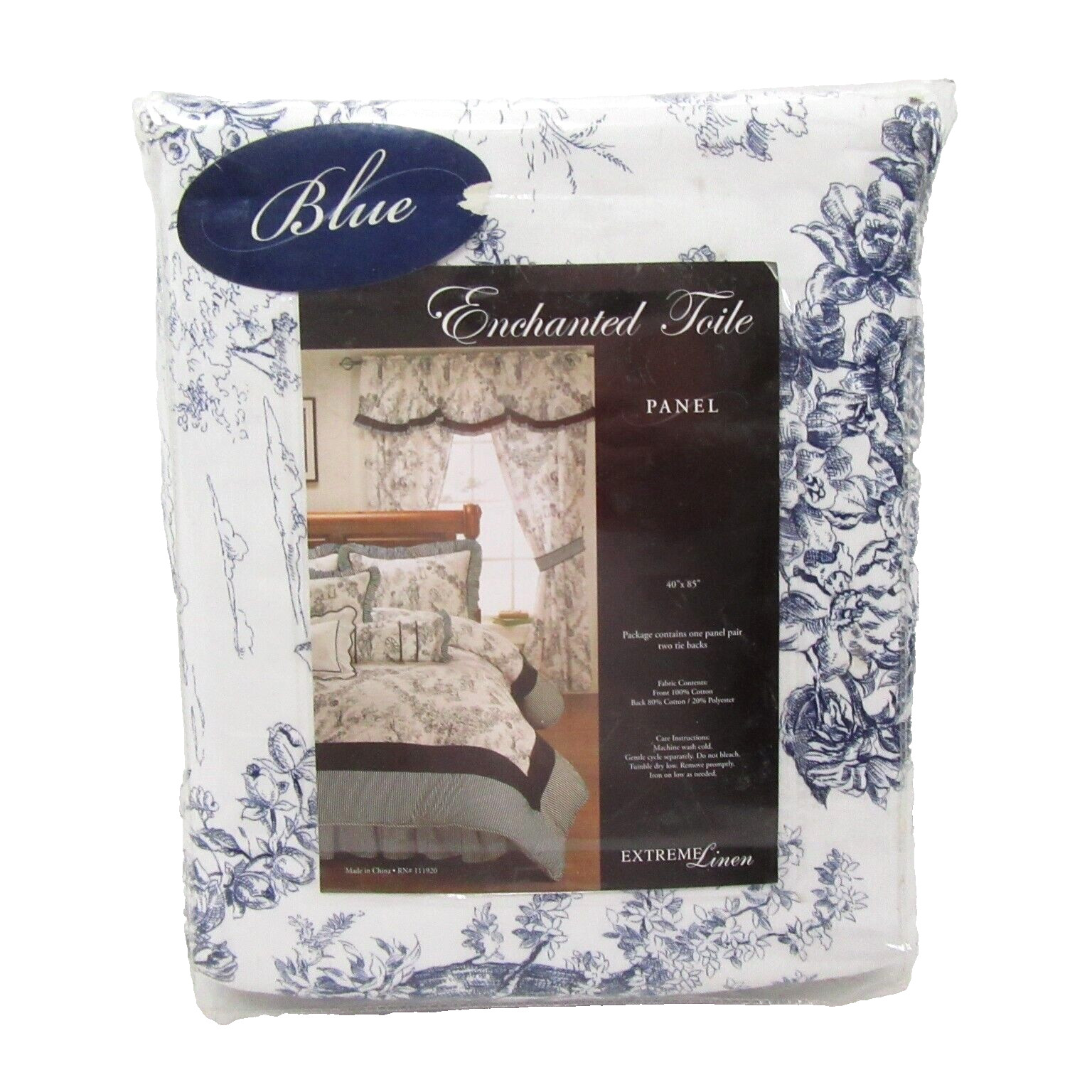 Enchanted Toile Blue 4pc 80 x 85 Drapery Panels Set(s)