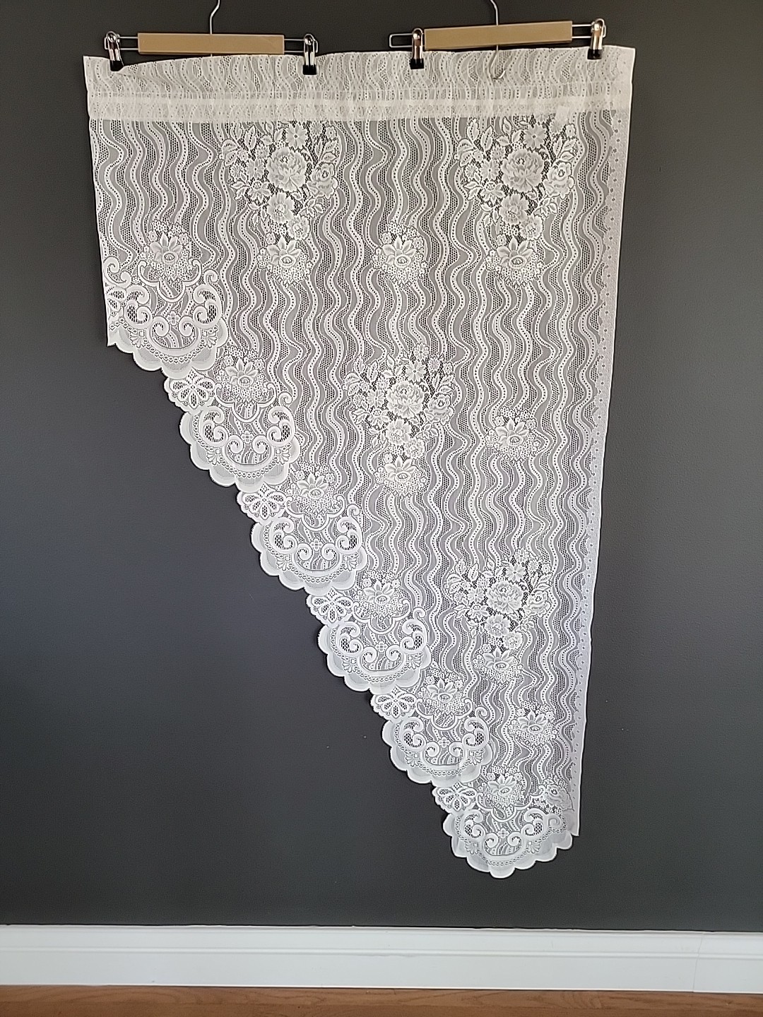 Sear Vintage ivory Tiers Curtains Pair Left and Right. Each Panel 35 W X 62 L
